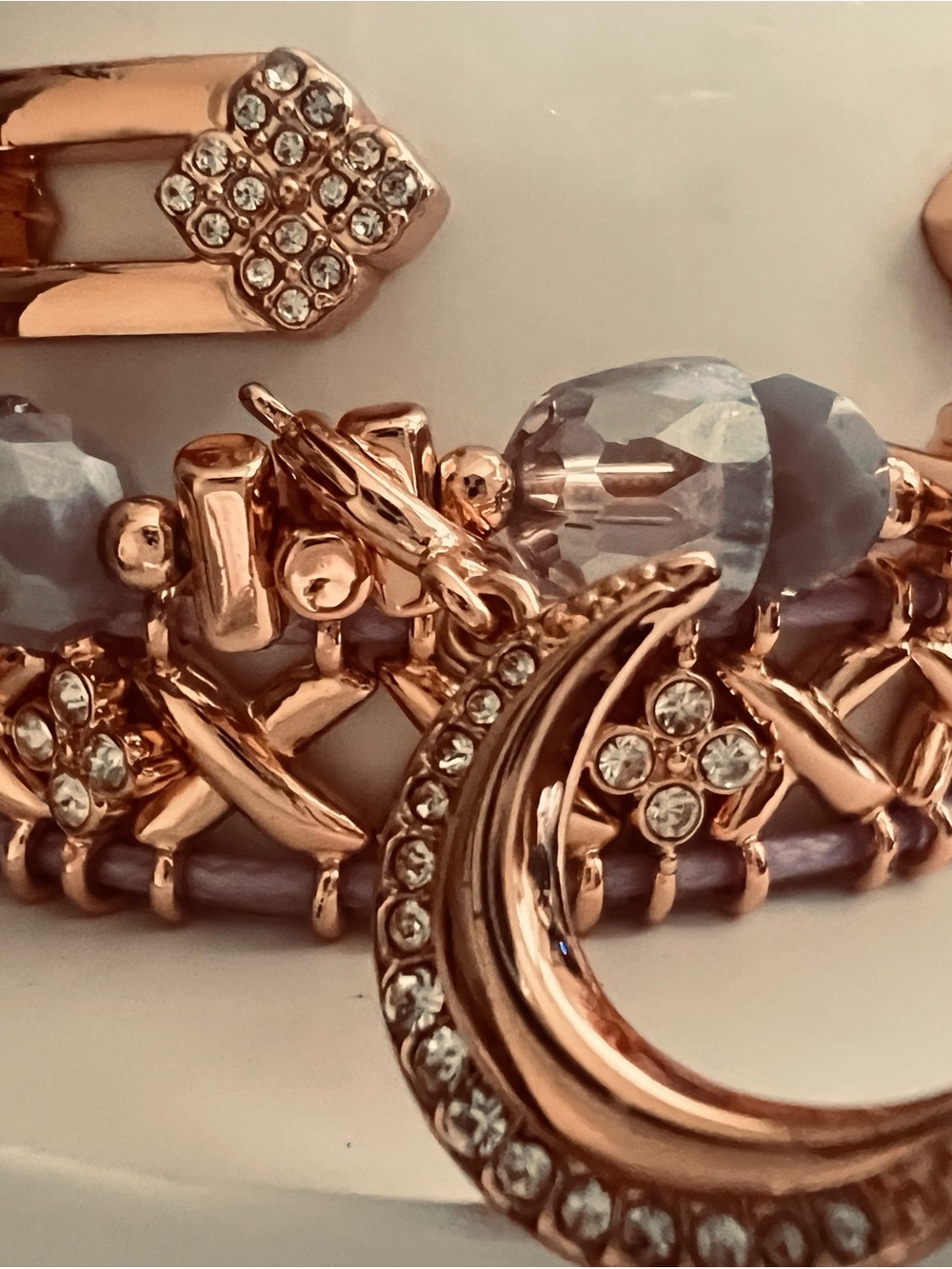 2026 Spring Stack Rose Gold Moon & Crystal Stackable Bracelet Set - Picture 2 of 3
